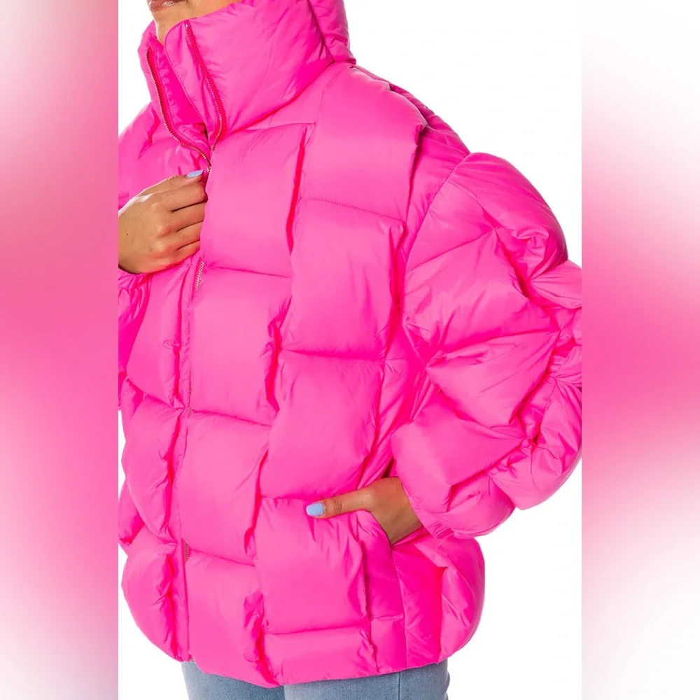 Callie Lives Azalea Wang Puff the Town Pink Weaved Coat XL - Picture 3 of 5